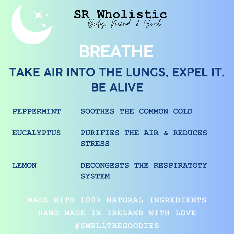 breathe, peppermint, eucalyptus, lemon, sinus relief, clear mind, cold remedy, muscle soak, post-workout, shower bomb, nasal inhaler, aromatherapy, bath bomb, room spray, cool down, menthol, handmade, spa at home, fresh, herbal, uplifting, gift set