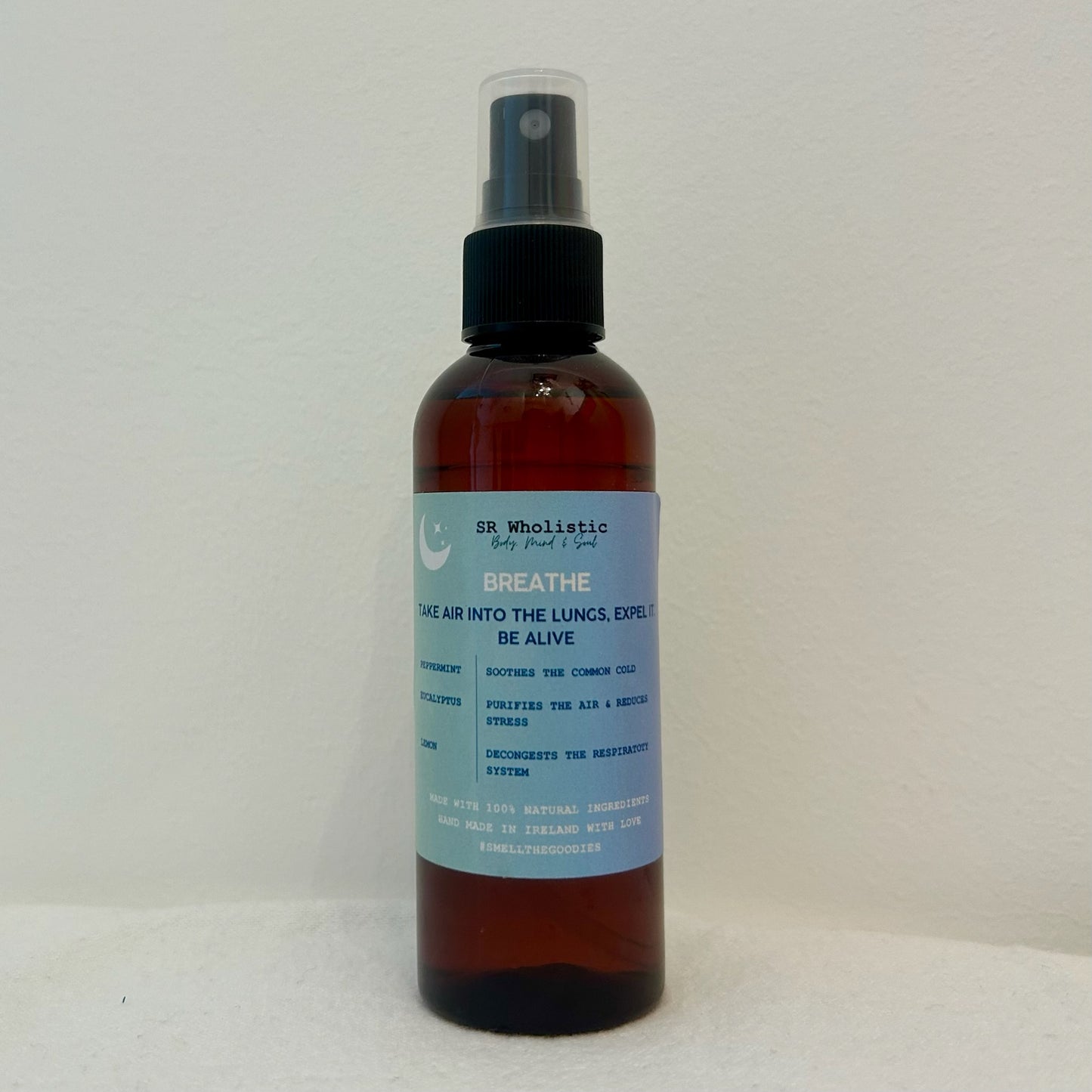 Breathe Essential Oil Room Spray with box – Peppermint, Lemon & Eucalyptus for clarity, focus and fresh air.