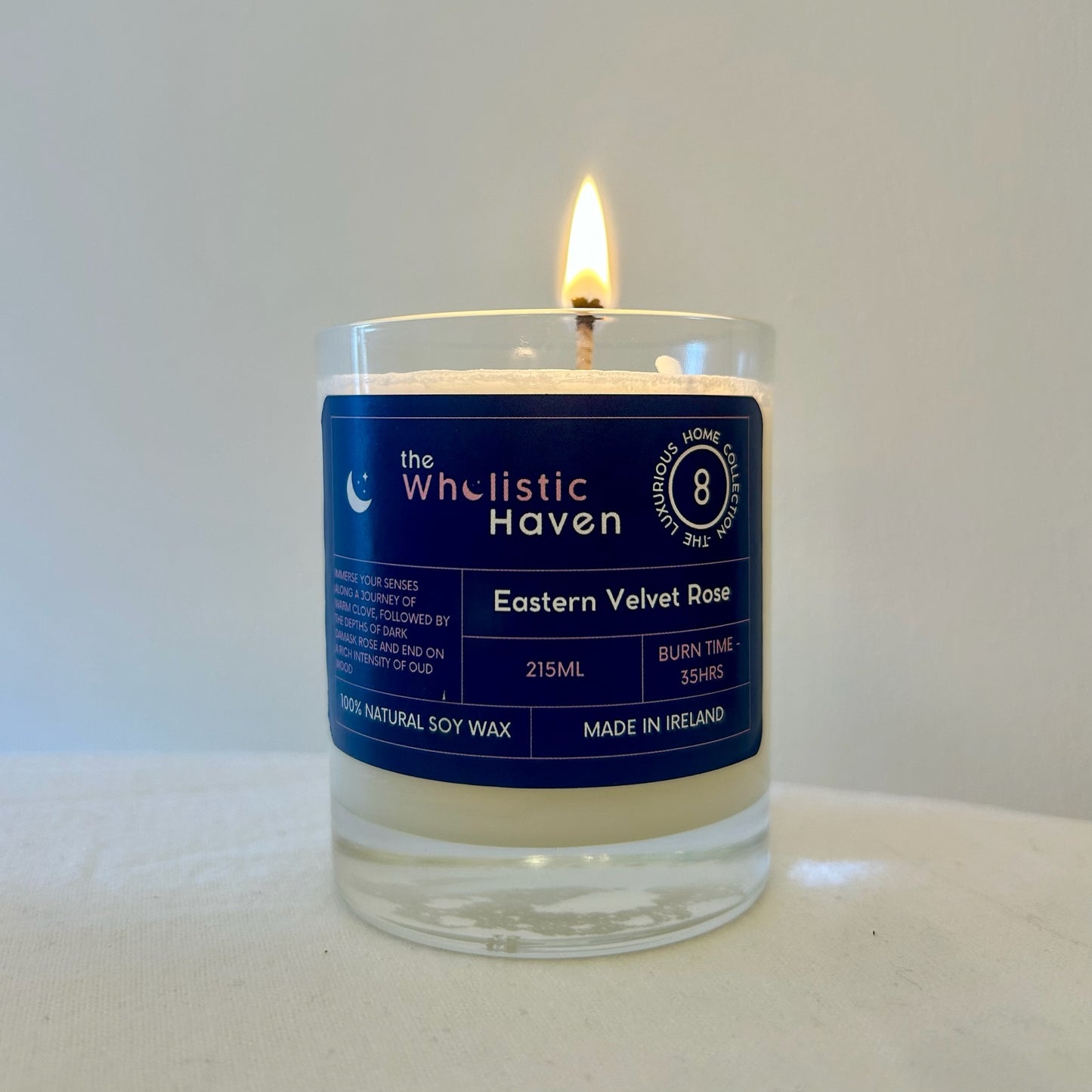 The Wholistic Haven Luxury Eastern Velvet Rose Candle - Dark. Opulent. Addictive. Clove • Damask Rose • Oud Wood • 200g Soy Wax