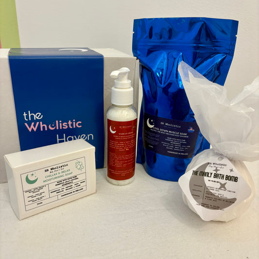Father’s Day Gift Set – Muscle Relief & Chill Kit for Him - includes muscle soak, warm up cream, manly bath bomb & soap - all natural ingredients & 100% essential oils. The gift set for the man who deserves more than novelty socks.