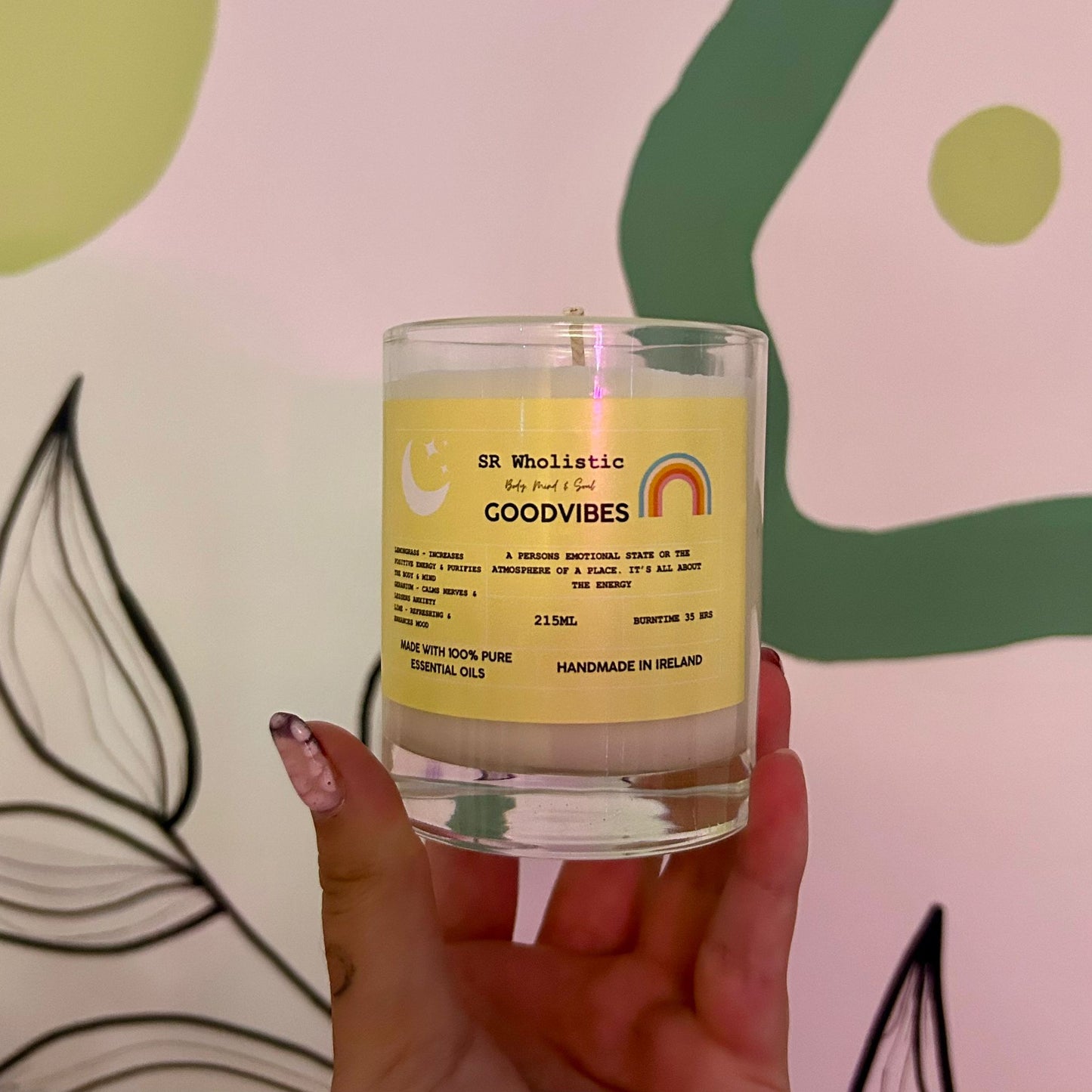 Handmade aromatherapy soy wax candle – GOODVIBES scent, natural and eco-friendly with essential oils.