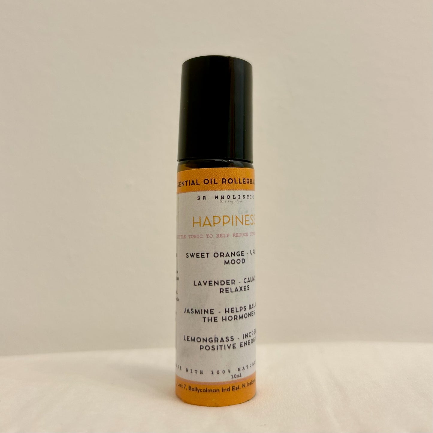 Happiness essential oil rollerball blend, jasmine, lavender, orange & lemongrass