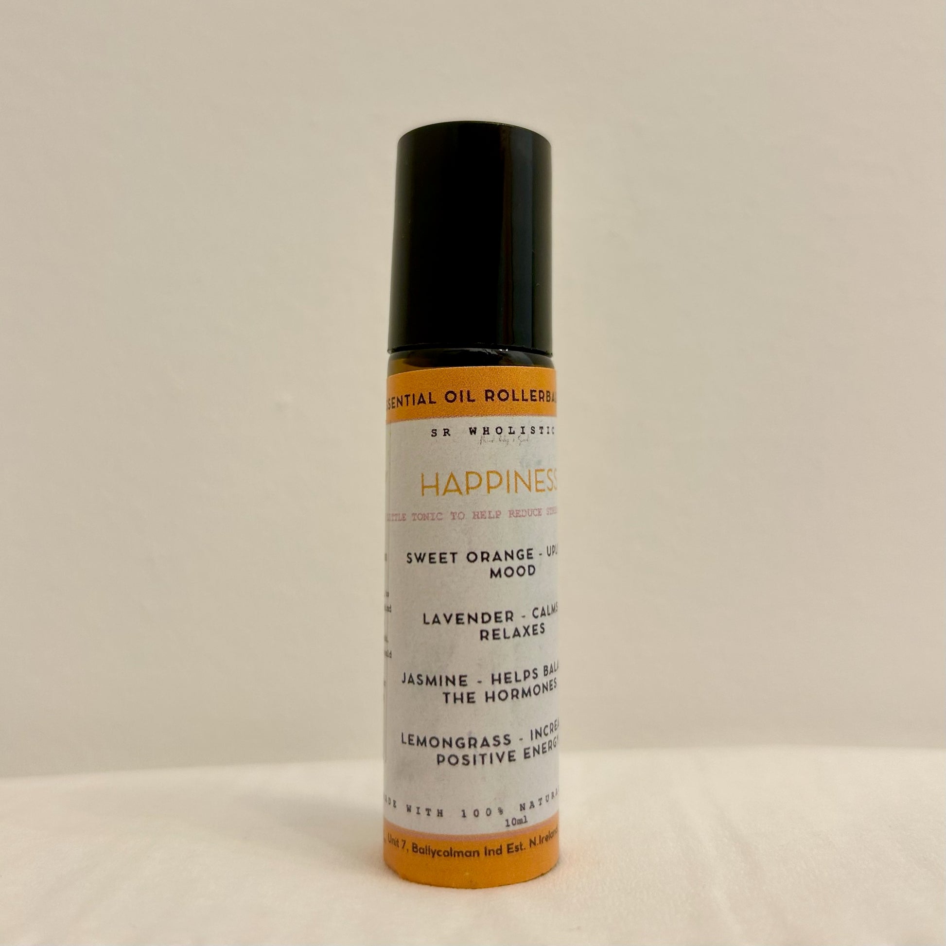 Happiness essential oil rollerball blend, jasmine, lavender, orange & lemongrass