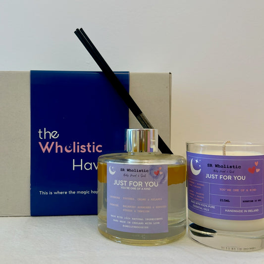 Just for you gift set- Wholistic Haven aromatherapy candle and diffuser for self-care rituals