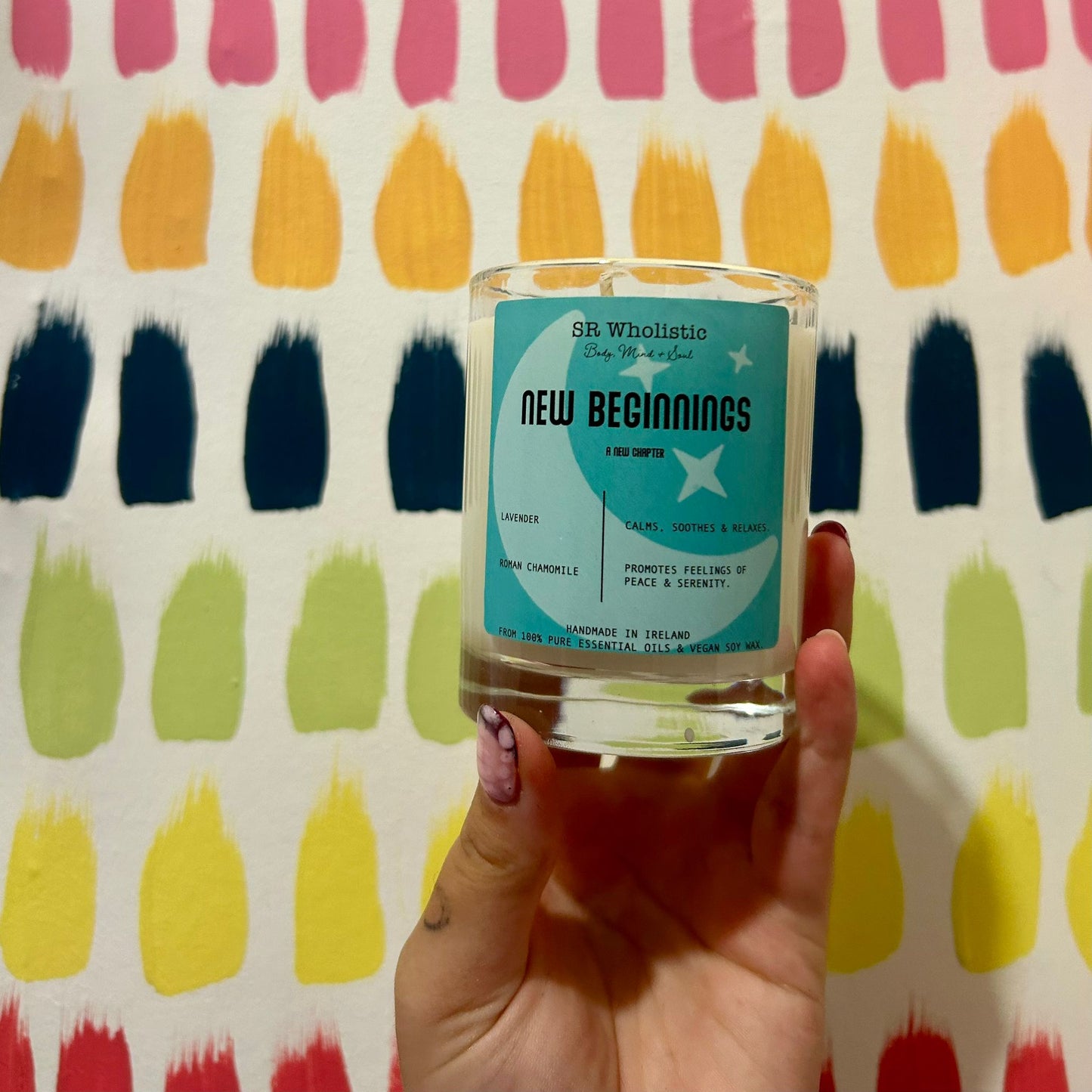 Handmade aromatherapy soy wax candle – NEW BEGINNINGS scent, natural and eco-friendly with essential oils.