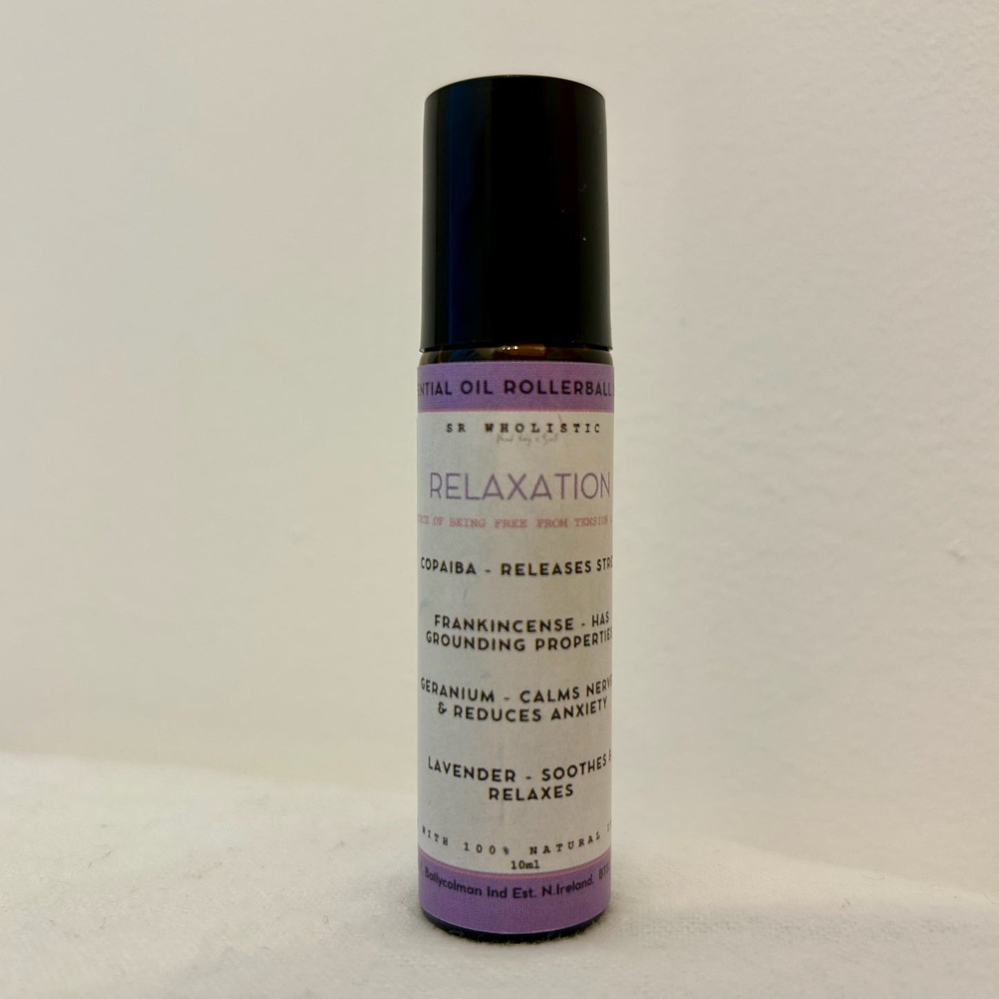 Relaxation essential oil rollerball blend - copaiba, frankincense, geranium & lavender.