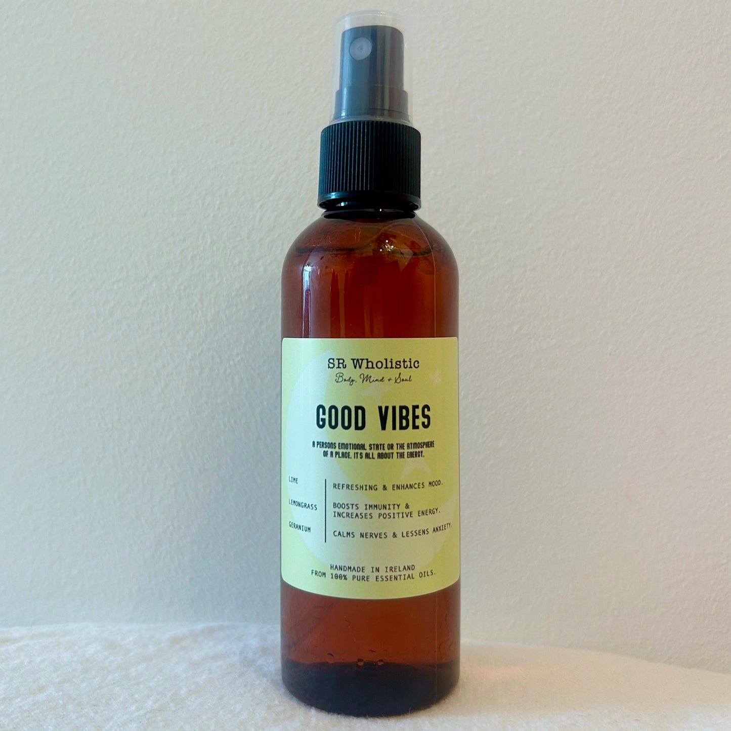 GoodVibes Room Spray – 100ml Essential Oil Mist with Geranium, Lemon & Lime