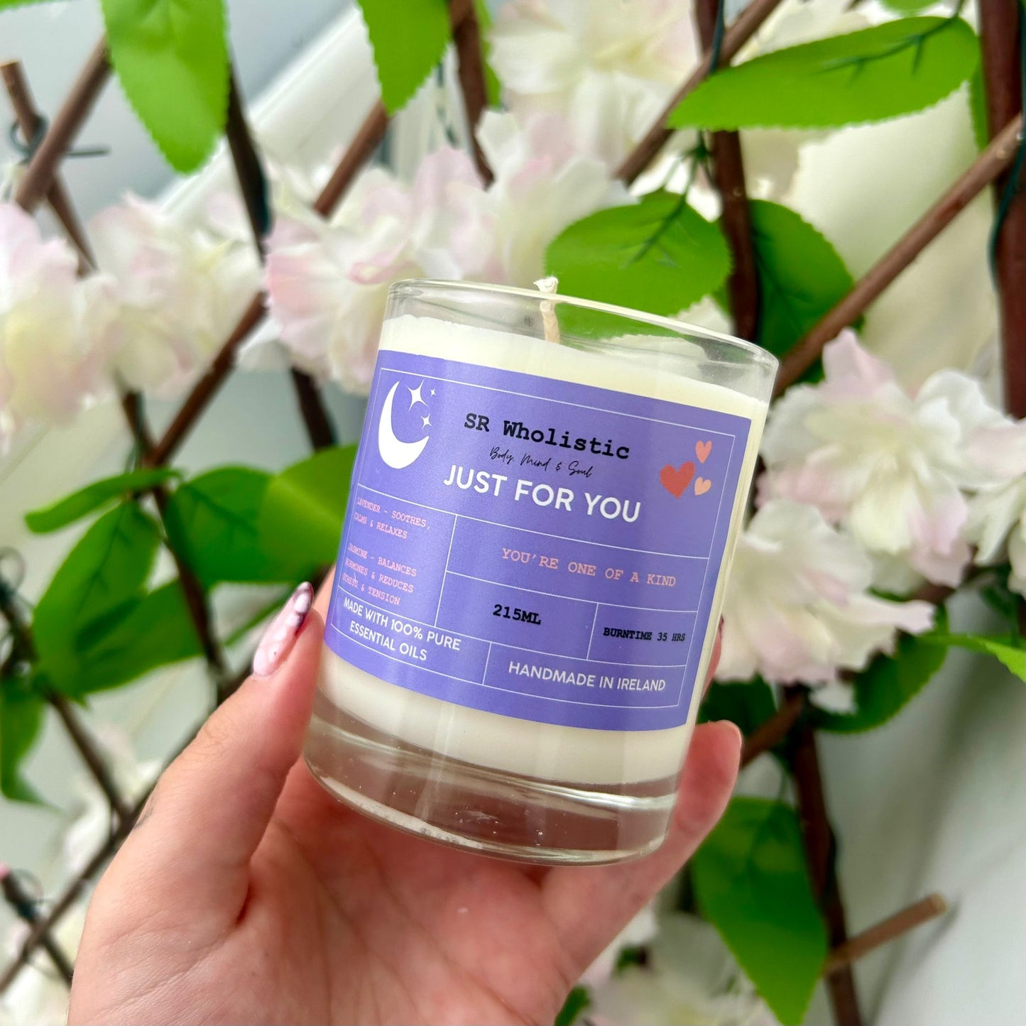 Handmade aromatherapy soy wax candle – JUST FOR YOU scent, natural and eco-friendly with essential oils.