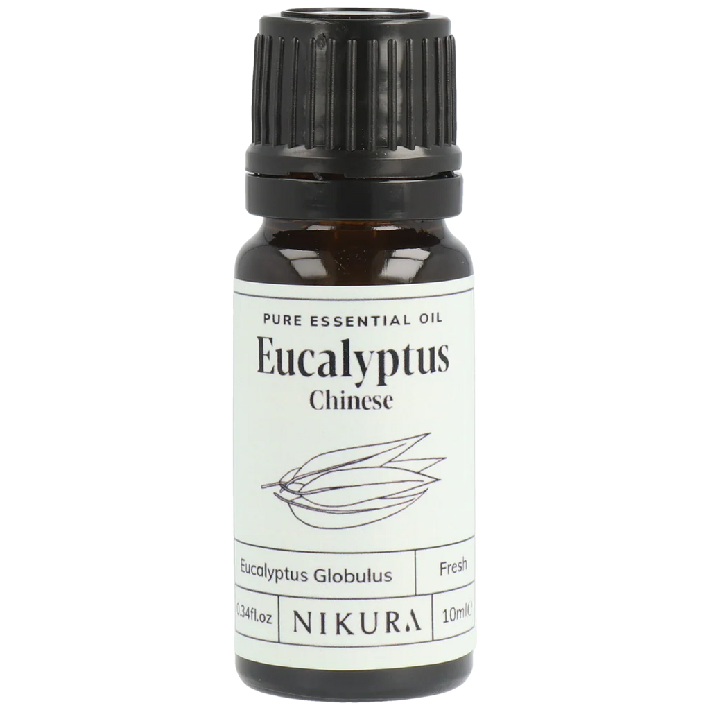 Nikura Eucalyptus essential oil bottle on a white background