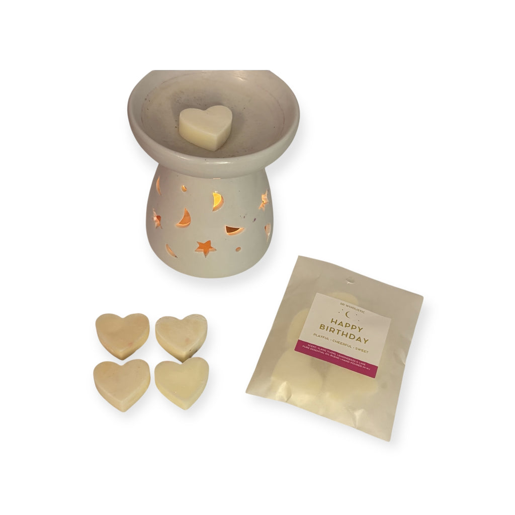 "Happy Birthday" Wax Melts – Lemongrass, Ylang Ylang & Lime (5 Heart Melts)