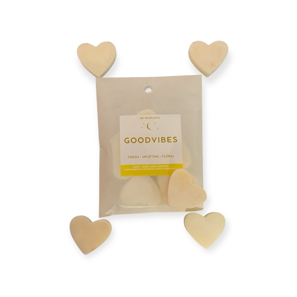 Good Vibes Wax Melts – Lemon, Lime & Geranium (5 Heart Melts)