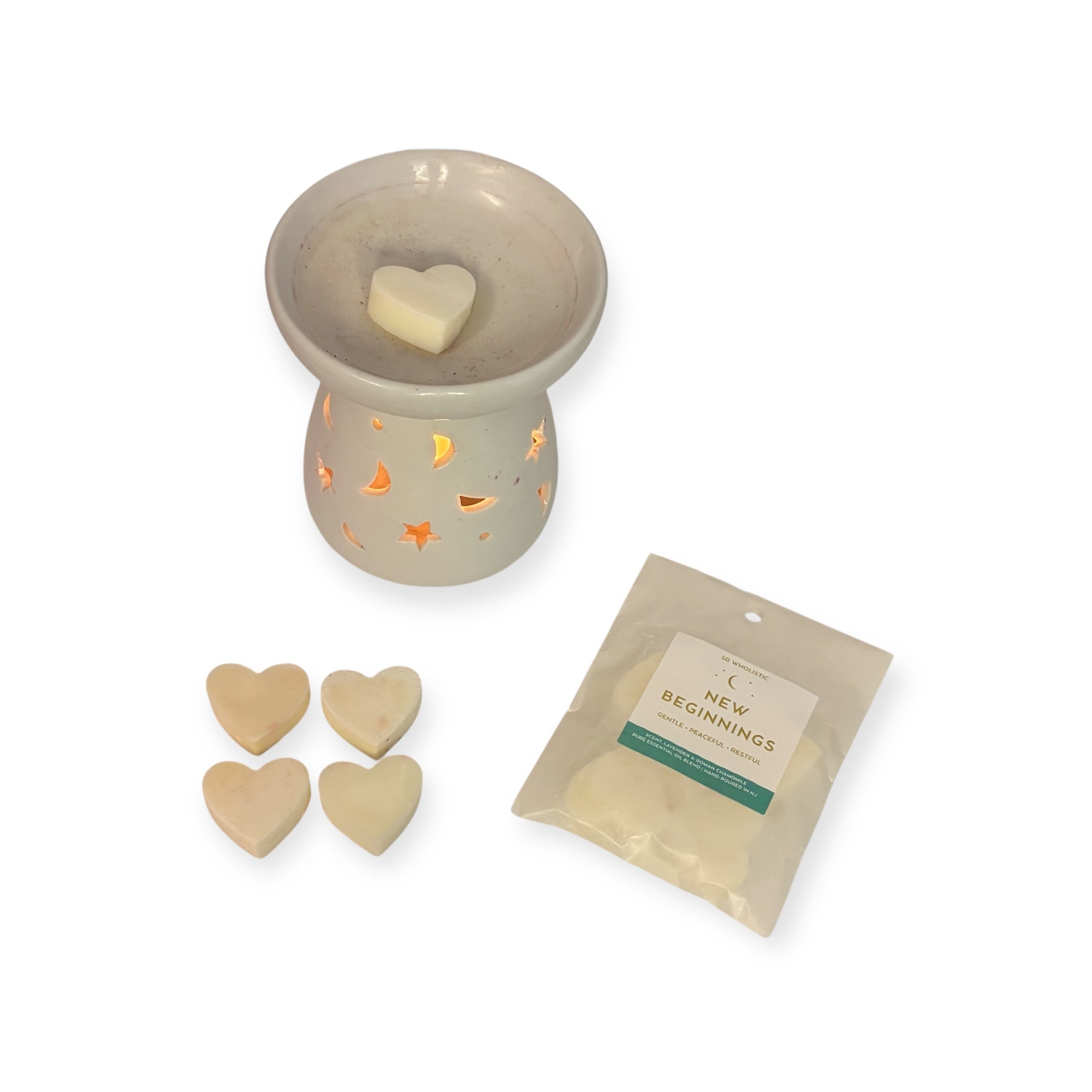 "New Beginnings" Wax Melts – Roman Chamomile & Lavender (5 Heart Melts)