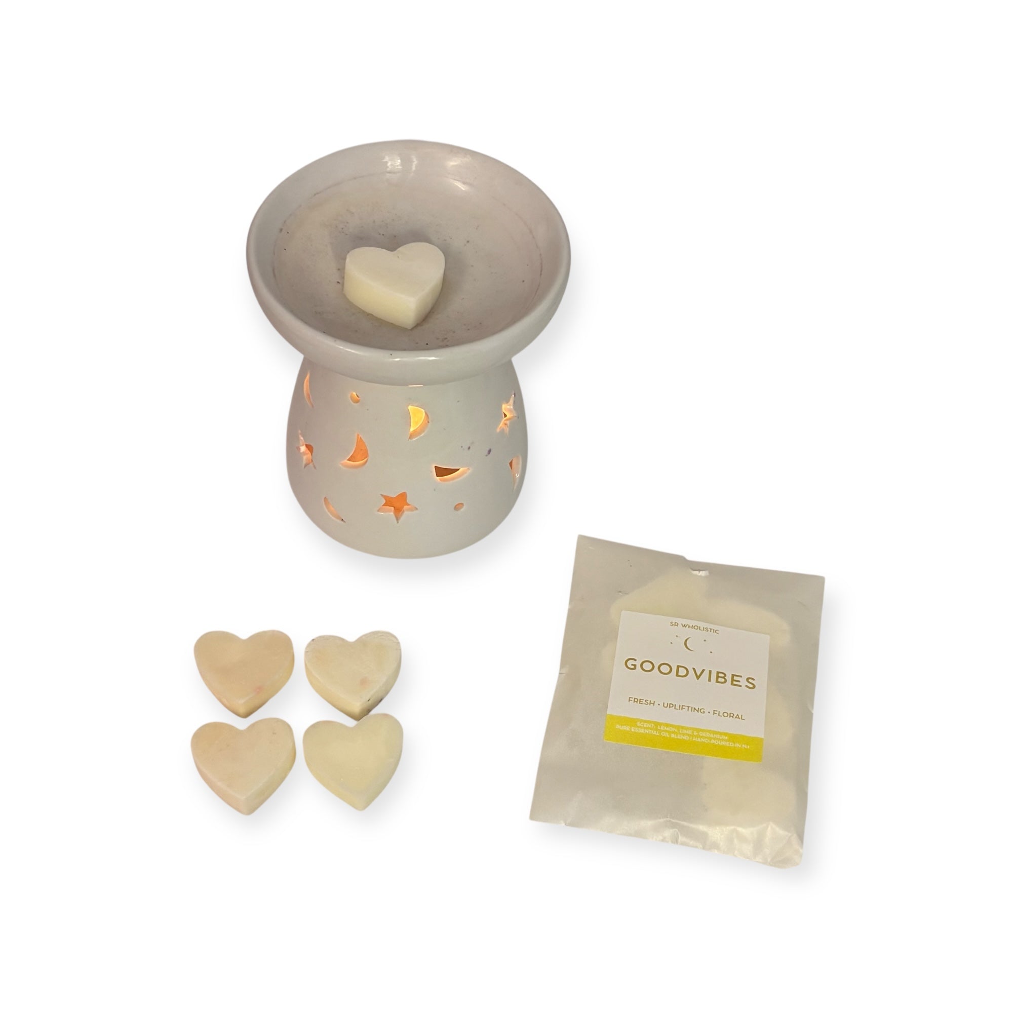 Good Vibes Wax Melts – Lemon, Lime & Geranium (5 Heart Melts)