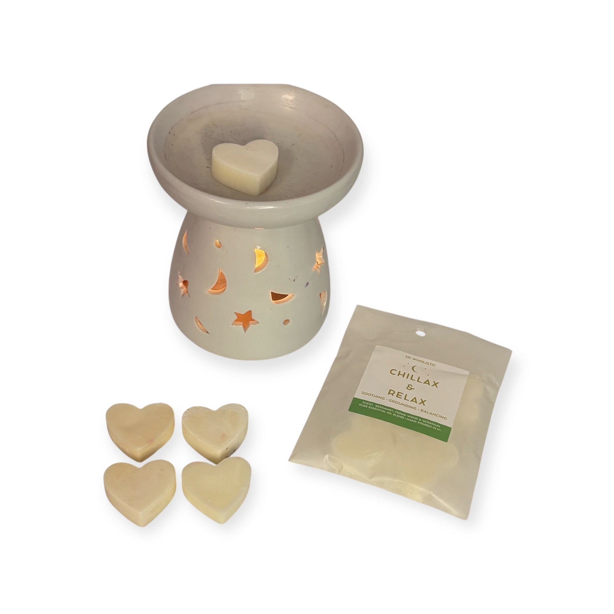 "Chillax & Relax Wax Melts" – Cedarwood, Geranium & Bergamot (5 Heart Melts)
