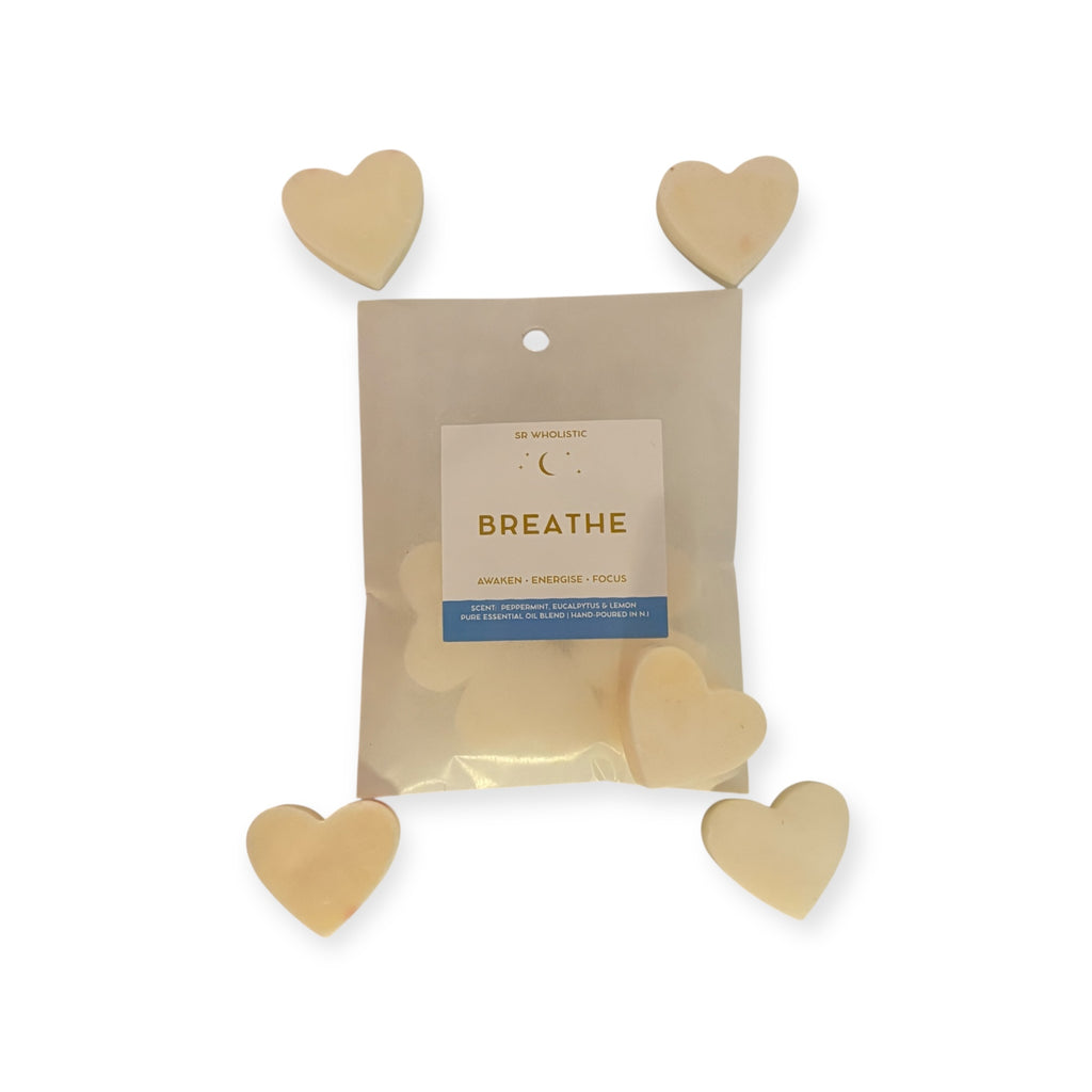 "Breathe" Wax Melts – Peppermint, Eucalyptus & Lemon (5 Heart Melts)