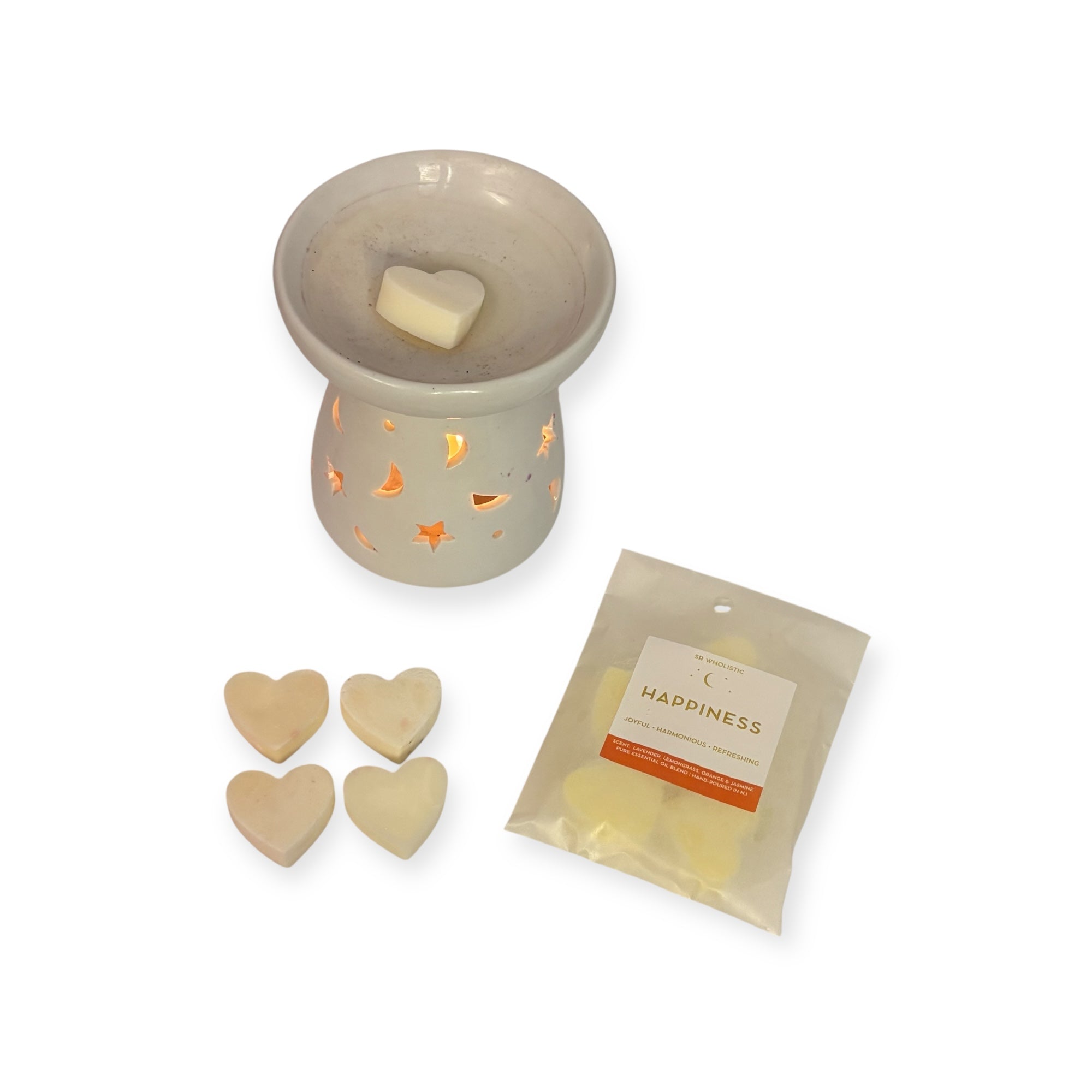 "Happiness" Wax Melts – Jasmine, Orange, Lemongrass & Lavender (5 Heart Melts)