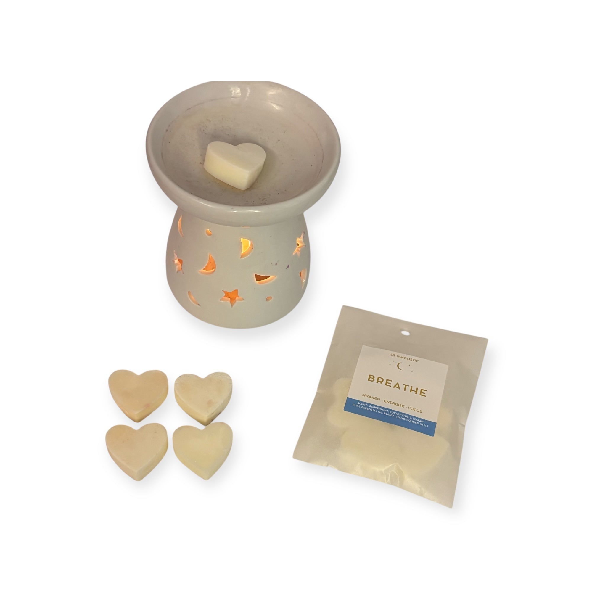 "Breathe" Wax Melts – Peppermint, Eucalyptus & Lemon (5 Heart Melts)