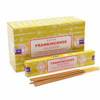 Frankincense incense packaging with sticks on a white background