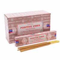 Satchi Positive Vibes incense sticks with packaging on a white background